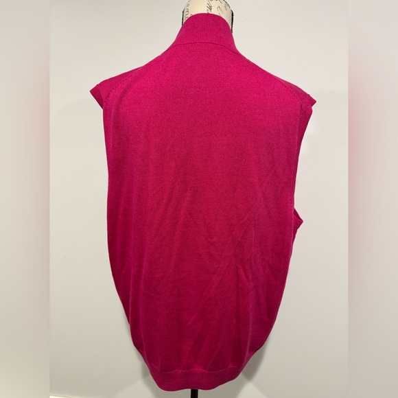 MARTIN Men’s Large Golf sweater vest 1/4 Zip Merino Wool Blend Hot Pink - Picture 5 of 8